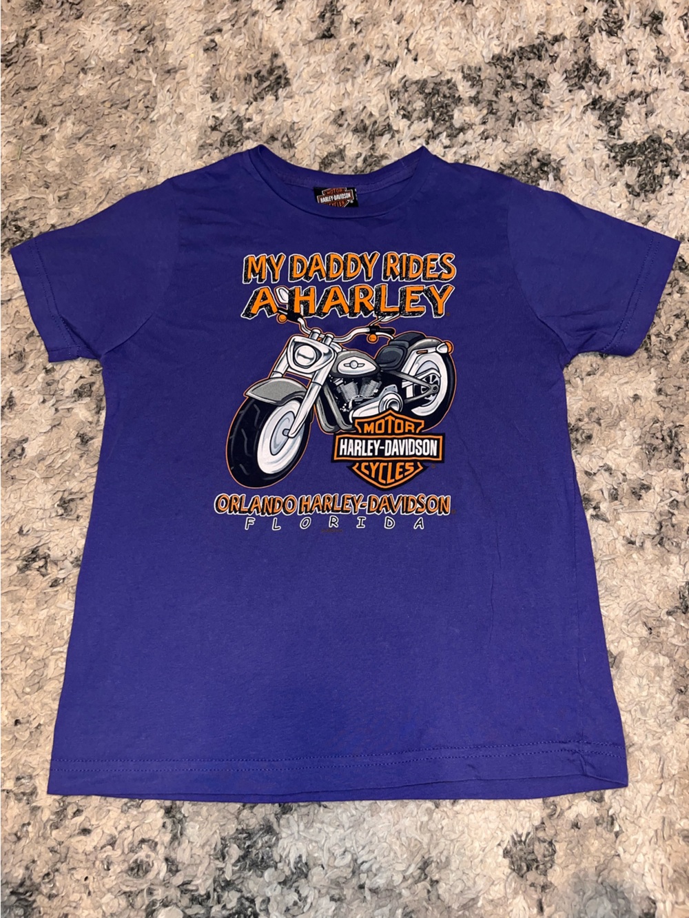 Harley-Davidson Purple Tee with Orange and White Logo